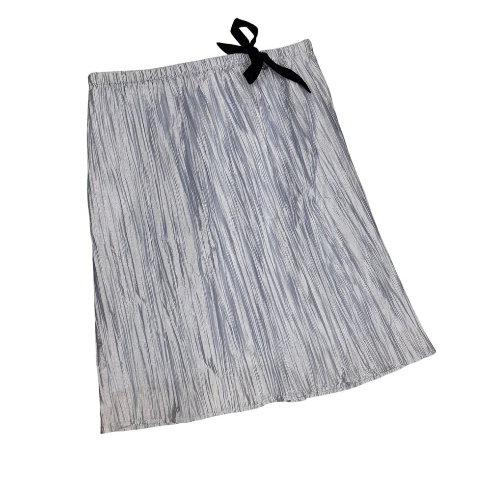 J. Crew Collection Silver Plisse Skirt Crinkled Knee Length Party CD493